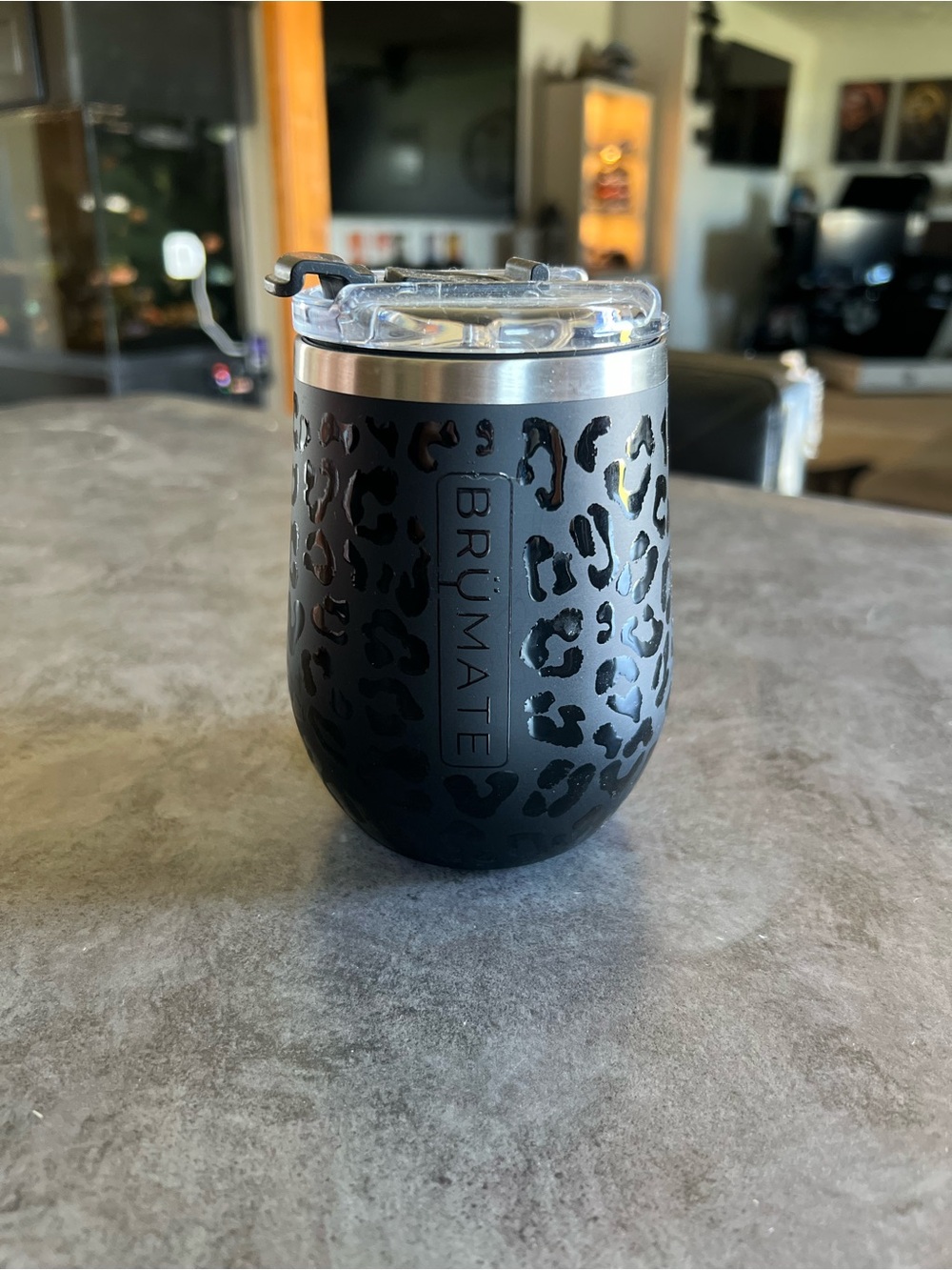 BruMate onyx Leopard Insulated Wine Tumbler